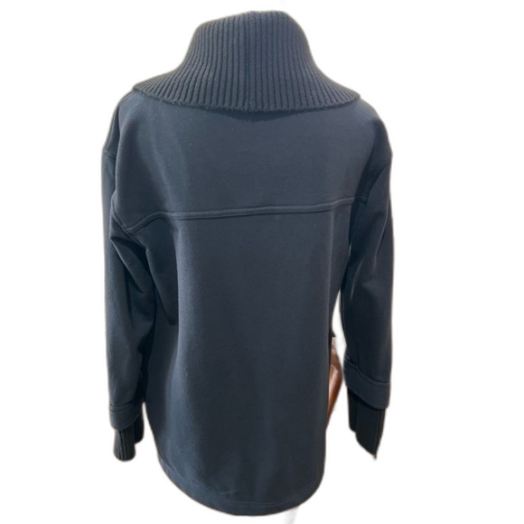 Anthro Daily Practice Ribbed Shawl Collar Cardigan Jacket Black S Pockets Cozy - Picture 5 of 7